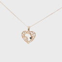 Rose Gold Filigree Heart Africa Pendant with Solitaire Black Diamond Detail