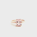 Double Claw Cushion Cut Morganite Rose Gold Ring