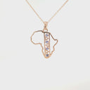 African Textile Pattern Africa Map Rose Gold Tanzanite Pendant