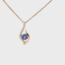 Unique Sensual Tanzanite and Diamond Pave Rose Gold Pendant