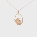 Oval Cut Out Protea Pendant with Diamonds in Rose Gold