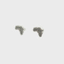 White Gold Africa Earrings with Interior Black Diamond Detail