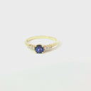 Cascading Diamond Shoulder Tanzanite Diamond Yellow Gold Ring