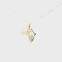 Africa Map Bird of Paradise Yellow Gold Pendant