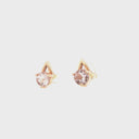 Rose Gold Open V Round Cut Morganite Earrings