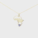 Tanzanite Table Mountain and Africa Map Pendant in Yellow Gold