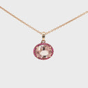 Lush Oval Morganite, Pink Sapphire Halo Rose Gold Pendant