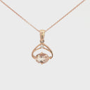 Oval Cut Morganite and Diamond Rose Gold Pendant and Chain
