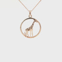 Contemporary Circular Giraffe Diamond and Rose Gold Pendant