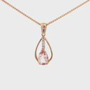 Split Rose Gold Pear Cut Morganite Pendant with Diamond Strip Highlight