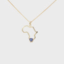 Africa Outline Yellow Gold Trilliant 0.42ct Tanzanite Pendant