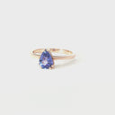 Elegant Double Claw Solitaire Pear Tanzanite Ring