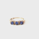 Breathtaking Three Trilliant Cut Tanzanite and Diamond Rose Gold Ring