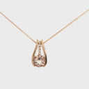 Split Rose Gold Round Cut Morganite Pendant with Diamond Strip Highlight