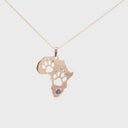 Africa Map Cut Out Paw Prints with Tanzanite in Rose Gold