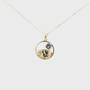 Gold Circular Table Mountain pendant with Tanzanite Highlight in Yellow Gold