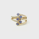 Multiband Tanzanite and Diamond Yellow Gold Ring