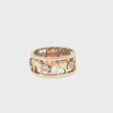 Elephant Chain Ring with White Diamonds and Rose Gold Borders