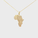 White Diamond Zebra Striped Africa Map Yellow Gold Pendant