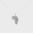 Black Diamond Zebra Striped Africa Map White Gold Pendant