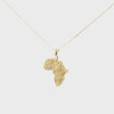 Yellow Gold Patterned Africa Map Pendant