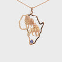 African Lion Couple with Tanzanite Accent Rose Gold Pendant