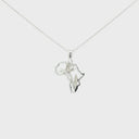 Africa Map Bird of Paradise White Gold Pendant