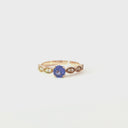 Delectable Double Diamond Filigree Crimped Band Round Cut Tanzanite Rose Gold Ring