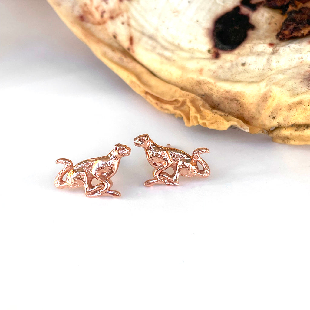 Racing Cheetah Rose Gold Studs