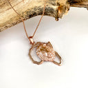 Regal Lion Head Africa Map Rose Gold Pendant