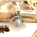 Regal Lion Head Africa Map White Gold Pendant