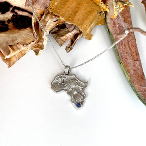 Solid Africa and Big 5 With Tanzanite White Gold Pendant