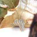 White Diamond Zebra Striped Africa Map Yellow Gold Pendant