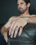 Unisex Round Cut Garnet Gold Ring