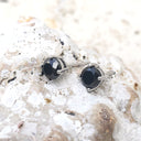 4 Claw Round Cut Black Diamond Studs