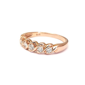 5 Diamond Rose Gold Twisted Diamond Ring