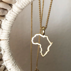 9ct Africa Map Outline Gold Pendant 