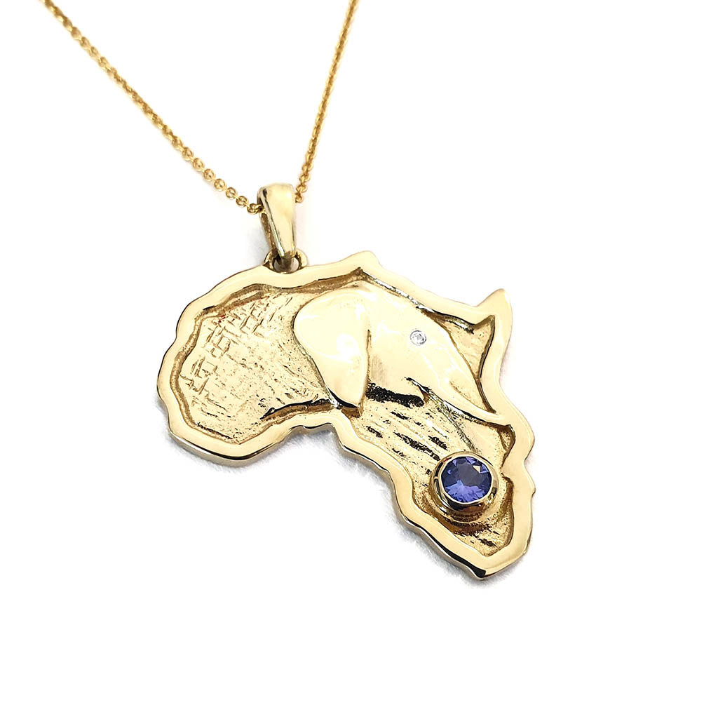 Africa Elephant Gold Pendant