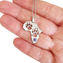 Africa Map Cut Out Paw Prints with Tanzanite in White Gold
