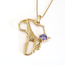 Africa Map Giraffe Pendant Set with Tanzanite