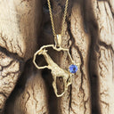 Africa Map Giraffe Pendant Set with Tanzanite