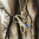 Africa Map Giraffe Pendant Set with Tanzanite
