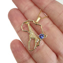 Africa Map Giraffe Pendant Set with Tanzanite