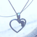 Africa Map Heart White Gold Pendant with Diamonds