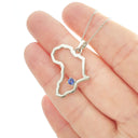 Africa Map Outline With Tanzanite Accent in White Gold