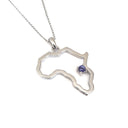 Africa Map Outline With Tanzanite Accent in White Gold