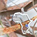 Africa Map Outline With Tanzanite Accent in White Gold