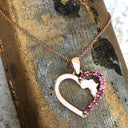 Africa Map Rose Gold Heart Pendant with Pink Tourmaline