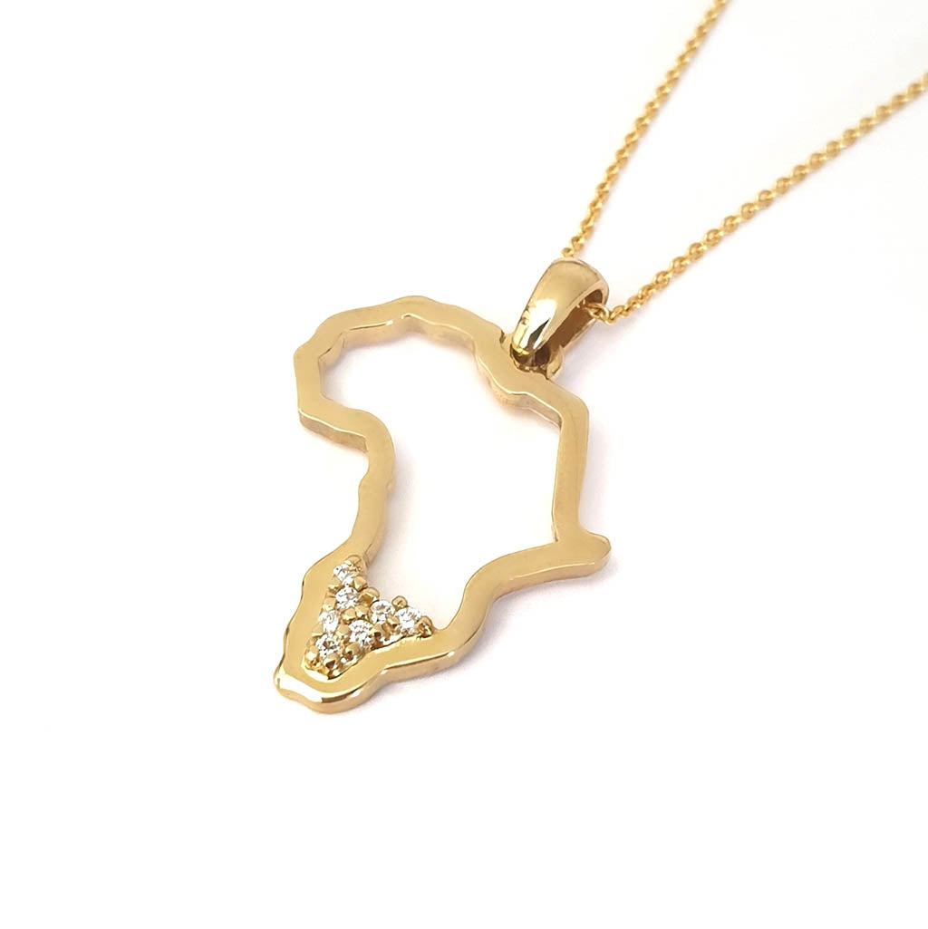 Africa Map with Multi Diamond Accent