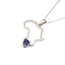 Africa Outline White Gold Trilliant 0.47ct Tanzanite Pendant